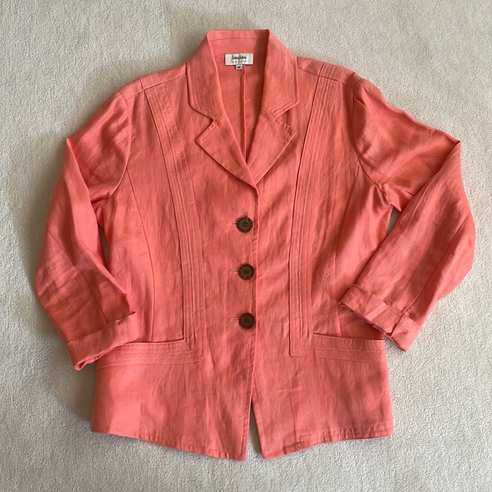100% LINEN CORAL BLAZER From NEIMNAM MARCUS size 12